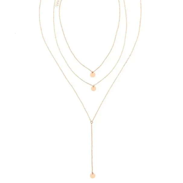 Vendite calde SUMENG Nuovo arrivo 2024 Moda minimalista rotonda Disco moneta catena collana pendente paillettes delicate multistrato collane_voghion.com