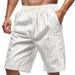 American Style Linen For Men Loose Beach Breathable Striped Jacquard Drawstring Five-Point Men's Casual Shorts Summer_voghion.com