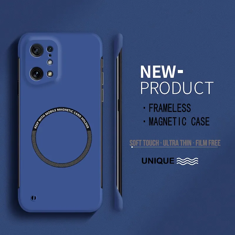 Coque de téléphone magnétique ultra fine et rigide en polycarbonate sans cadre pour Oppo Reno 5 6 8 Find X3 Neo Lite X5 Pro avec chargement sans fil mat_voghion.com