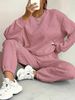 Strukturiert, um ein Gefühl entspannter Entspannung freizusetzen. Pullover-Sets, langärmlige Sportbekleidung mit Rundhalsausschnitt und Jogginghosen_voghion.com