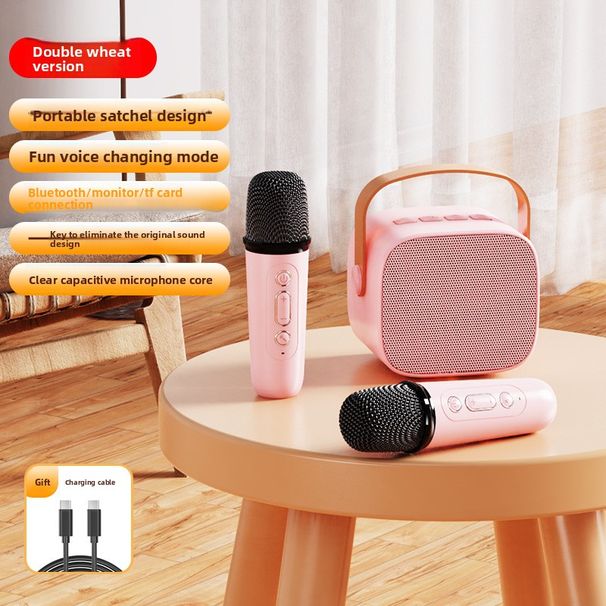 Mini altoparlante per bambini con microfono, Bluetooth Karaoke Combo, wireless, per uso domestico, all'aperto_voghion.com