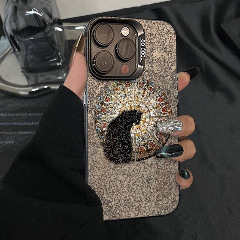 【 4221 People's Collection 】 Blumenfenster Schwarze Katze 16Promax Telefonhülle 15/14/13 Matt 12/11 Hart 876p Farbe_voghion.com