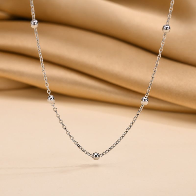 Collana da donna in acciaio inossidabile con distanziatore rotondo e catena per clavicola, semplice, alla moda, quotidiana, a strati_voghion.com