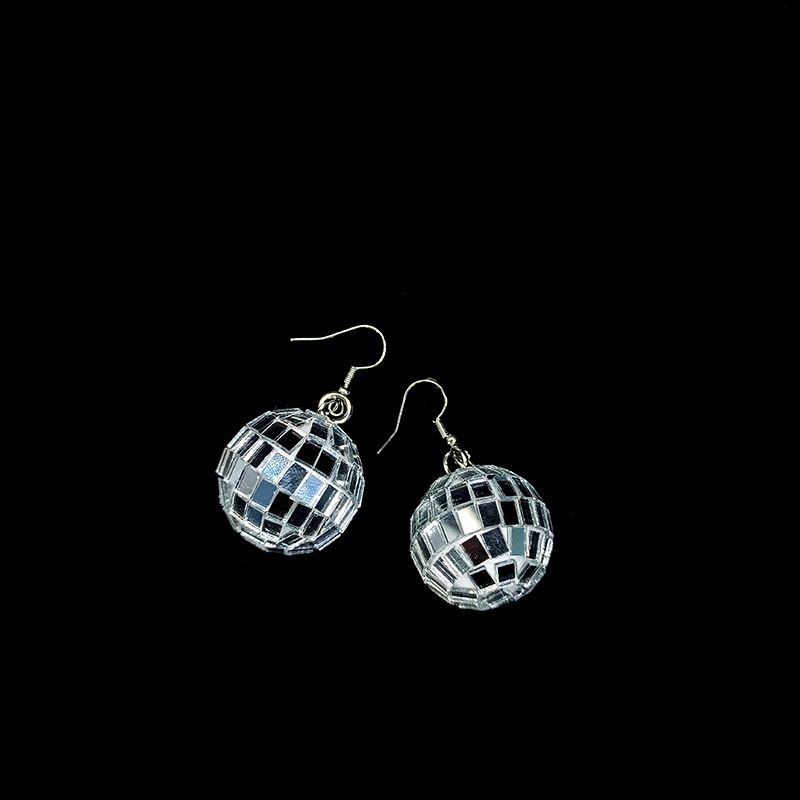 Bachelorette Party Disco Ball Sluier Hoofdband Bruidsfeest Laatste Disco Spiegelbal Oorbellen_voghion.com