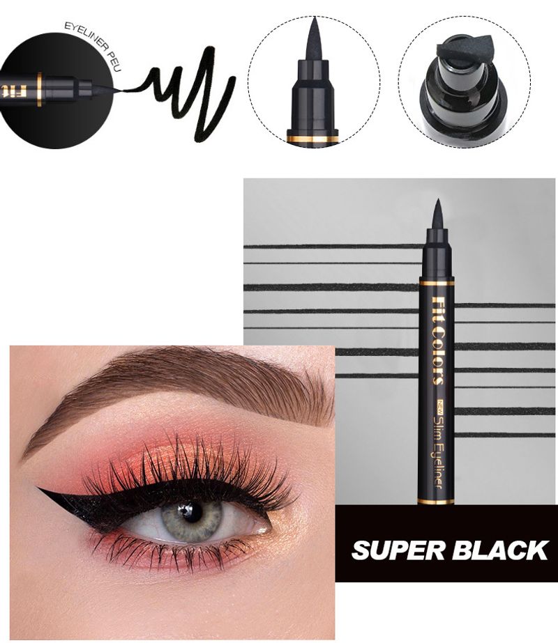Großer Siegelstempel, flüssiger Eyeliner-Stift, wasserdicht, schnell trocknend, schwarzer Eyeliner-Stift mit Eyeliner, Kosmetik, doppelseitiger Eyeliner_voghion.com