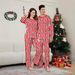 Pijama de pareja con estampado de rayas para padres e hijos, ideal para las fiestas navideñas._voghion.com