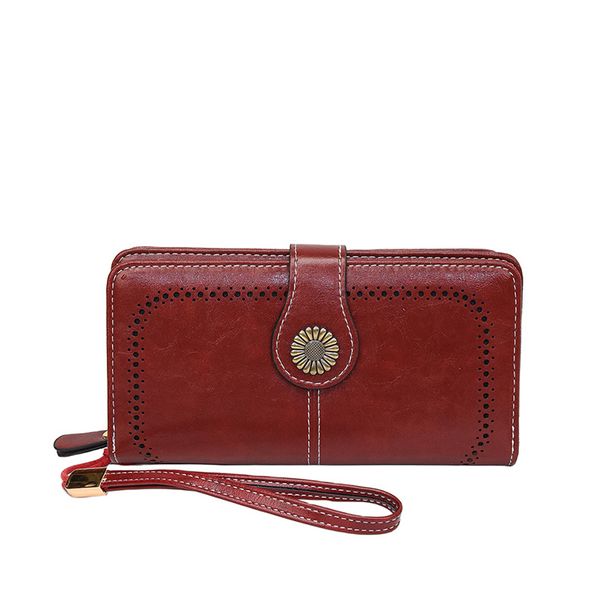 Wallet, long zippered, women's leather wallet, 2024 new high-capacity handbag_voghion.com