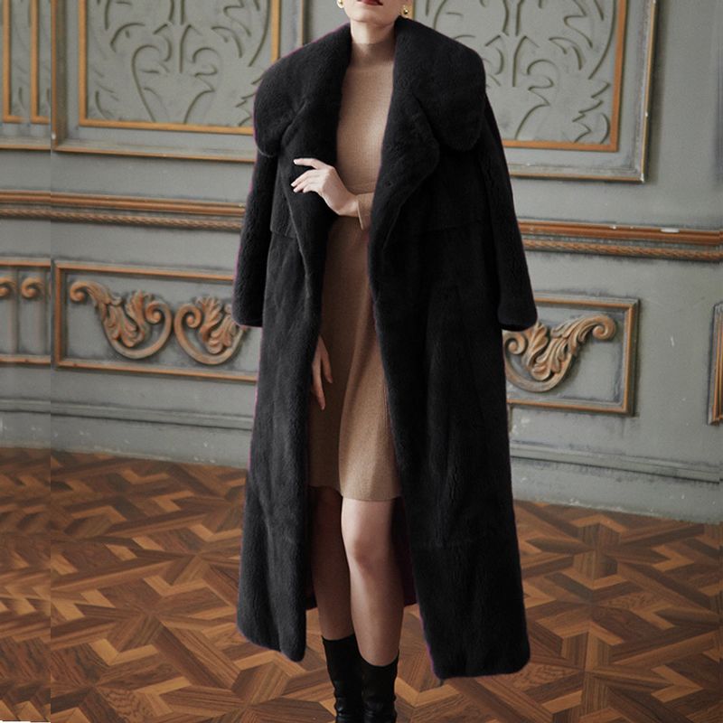 Women's Clothing Fashion Casual Warm Fur Coat Luxury Faux Fur Coat Long Winter Coat Elegant Trench Coat With Stand Collar For Fall And Winter Fashion​_voghion.com