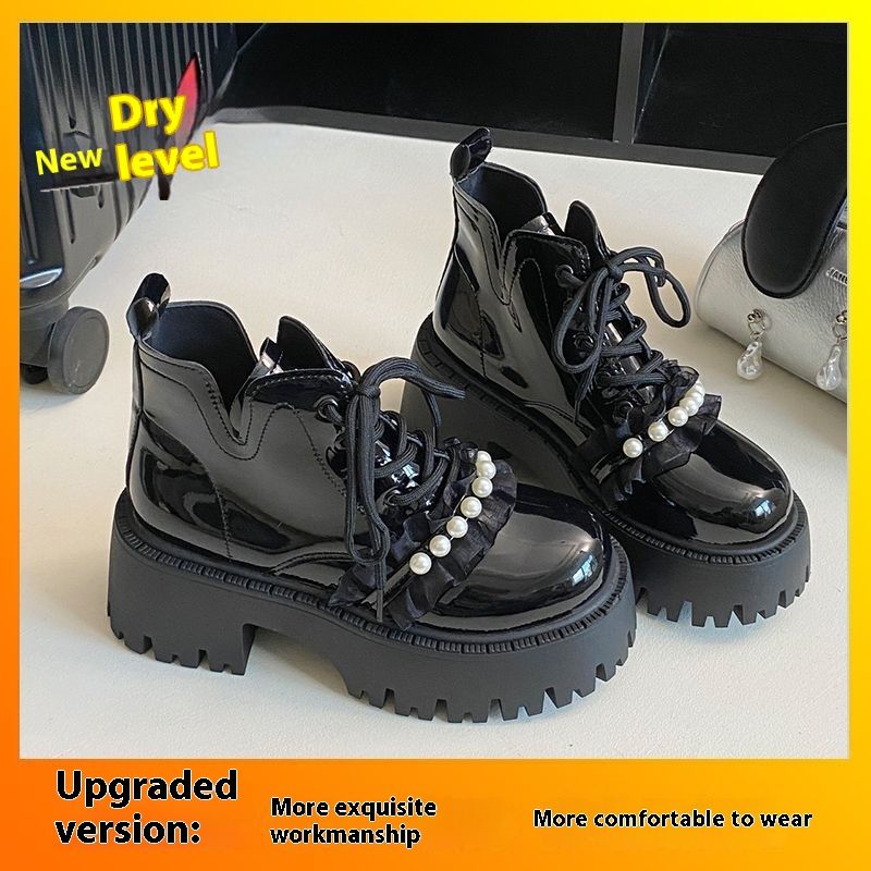 Vielseitige Stiefel im britischen Stil mit dickem Absatz, die die Höhe erhöhen, dicke Sohlen und kurze Martin-Stiefel für Damen,_voghion.com