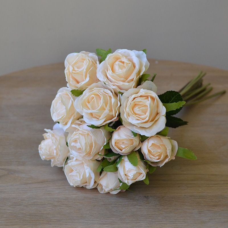  13-head burnt-edge rose bouquet, artificial flower, wedding photography, floral home window display, imitation dried flower_voghion.com
