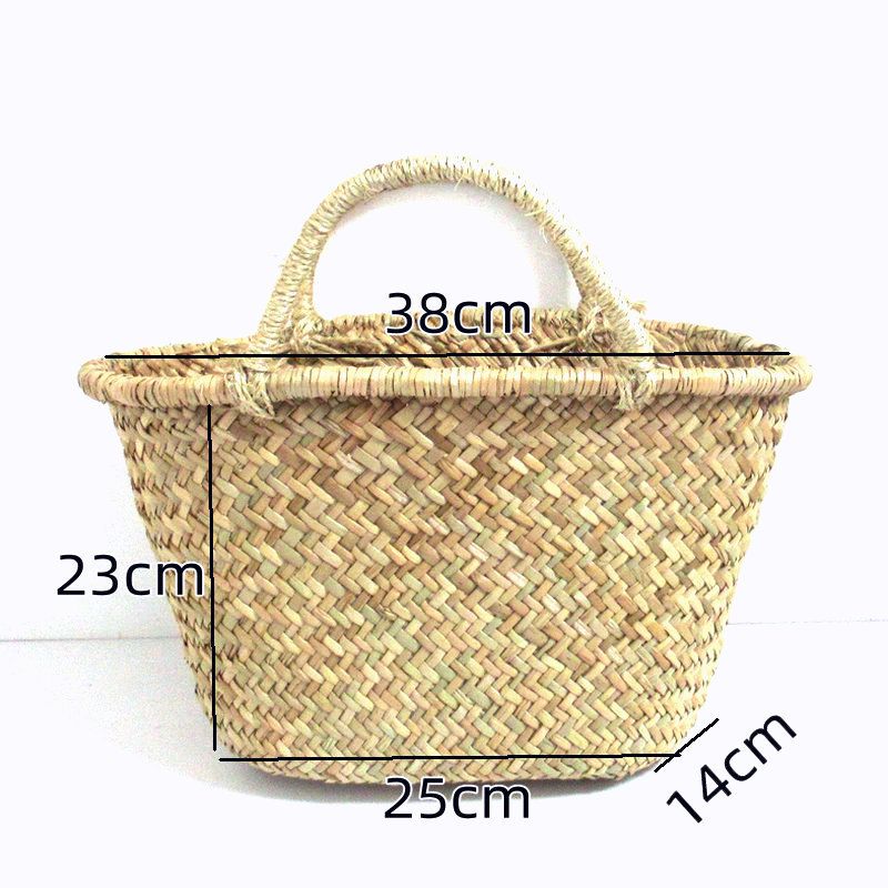 New Handheld Triangular Straw Woven Basket Style Casual Women's Beach Bag_voghion.com