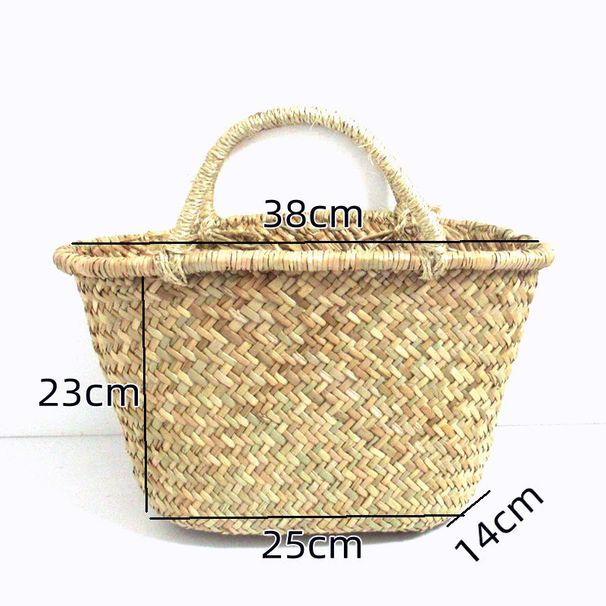 New Handheld Triangular Straw Woven Basket Style Casual Women's Beach Bag_voghion.com