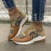 Women's Shoes 2024 Spring and Autumn New Leopard Print Sports Shoes Round Toe Lace up Wedge Heel Flat Bottom Casual Large Size Shoes_voghion.com