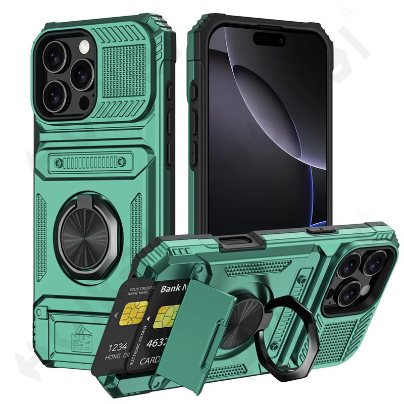 Etui na iPhone'a 16 15 14 13 12 11 Pro Max XS XR 8 7 Plus Magnetyczny obrotowy pierścień podpórka wytrzymała ochrona przed upadkiem etui portfelowe_voghion.com