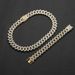 Hip-Hop Domineering 20mm Three-Row Men's Large Gold Full Diamond Personality Bar Cuban Chain_voghion.com