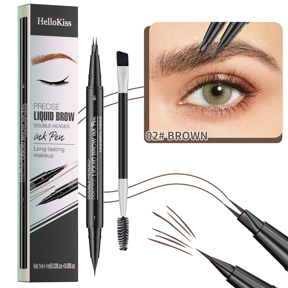 Makeup Hellokiss Two Pronged Eyebrow Pencil Waterproof And Sweat Proof Wild Eyebrow Double Headed 2in1 Eyebrow Pencil Liquid_voghion.com