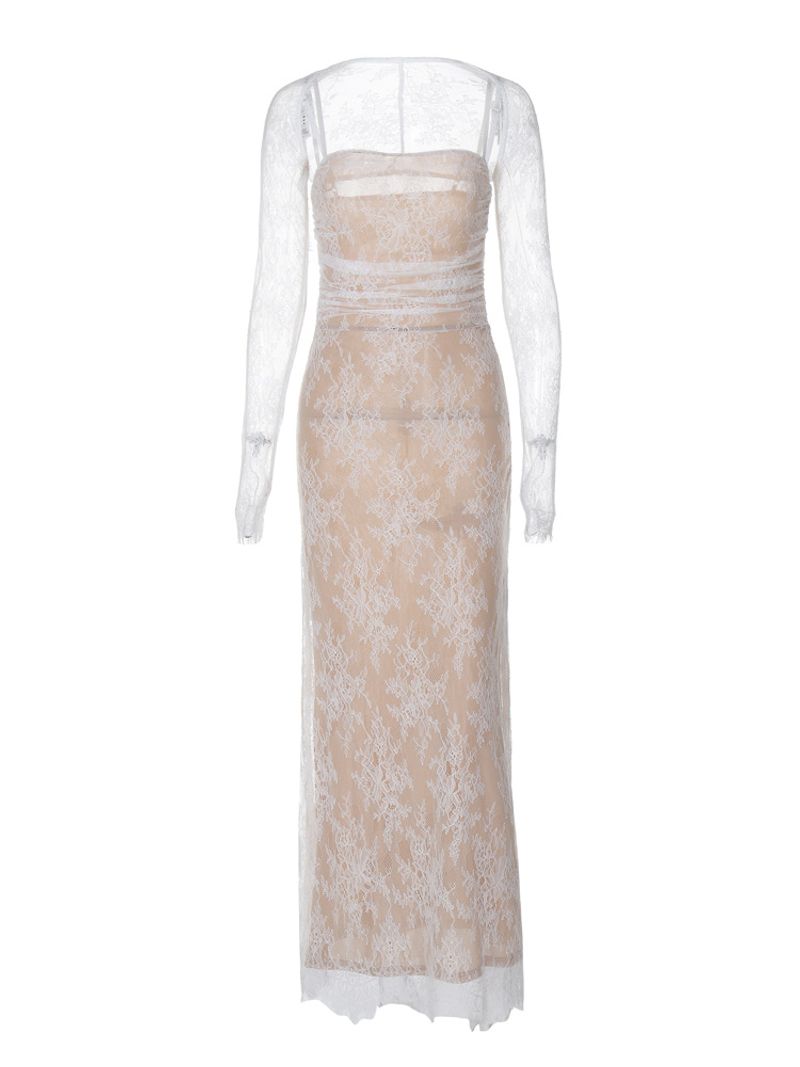 Vêtements pour femmes printemps et été nouvelle mode tempérament sexy queue de poisson palais col carré dentelle mode costume décontracté_voghion.com