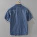 Camicia a maniche corte in denim retrò per uomo, alla moda e versatile, top largo artistico e casual_voghion.com