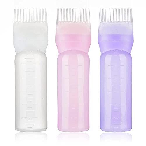 3PCS Root Comb Applicator Bottle Empty Hair Dye Bottle Dispensing Refillable Hair Coloring Dyeing Bottles Hairdressing Styling Tool for Salon Cleaning Shampoo_voghion.com