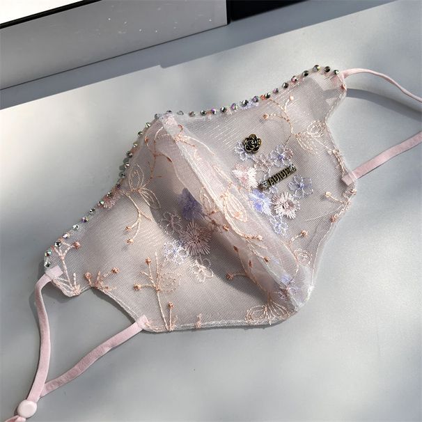 Sommer Ny Kamelia Diamant Brodert Maske Øyekrok Vaskbar Solkremmaske_voghion.com