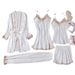 Silky Satin Sleepwear Set For Women - 5-Piece Lingerie & Robe Combo With Adjustable Straps, Plus Size Available_voghion.com