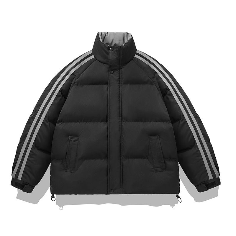 Veste d'hiver décontractée à col montant pour homme - Manteau épais et chaud en polyester, résistant à l'eau et aux couleurs contrastées, idéal au quotidien_voghion.com