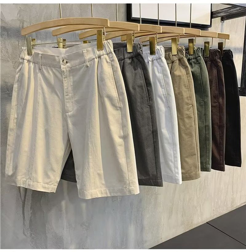 Denim minimalist temperament, pure  casual shorts, men's summer thin loose five part pants, suit pants_voghion.com