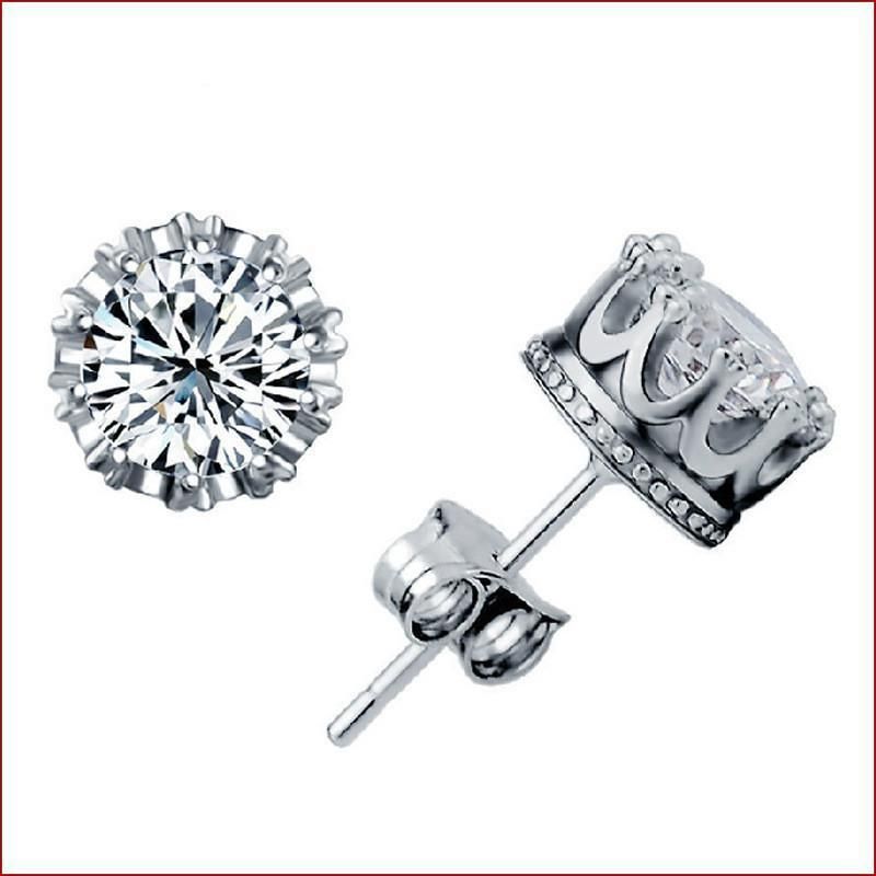 Joseph Jewelry High  Mosane Diamond Earrings Zircon Fashion Crown Earrings Earrings Japanese and Korean Personality Couple Earrings_voghion.com