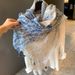 Sciarpa da spiaggia in seta con piume blu e cotone sottile per il tempo libero, per le vacanze_voghion.com