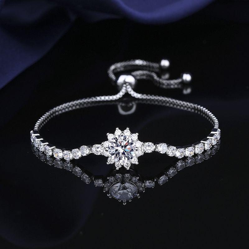 Hot-selling Moissanite Sunflower Bracelet Two-carat Diamond Jewelry Women's Pull-out Bracelet_voghion.com