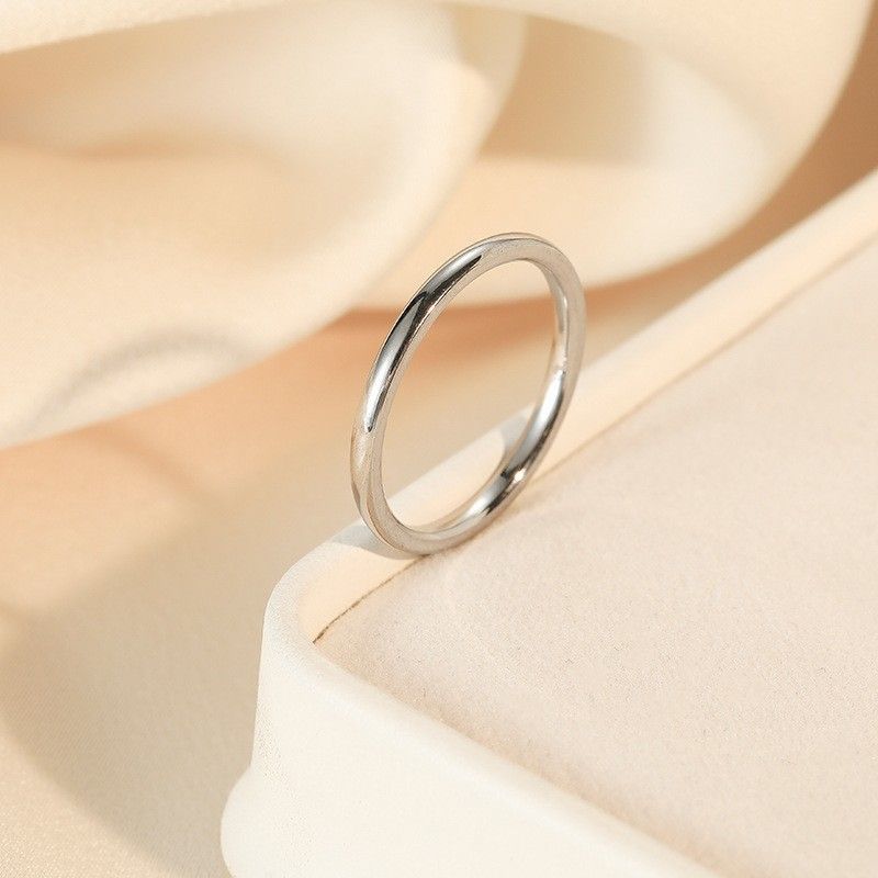 2MM Stainless Plain Band Ultra-Thin Color Smooth Titanium Steel Ring Women Simple Jewelry Gift For Girlfriend_voghion.com