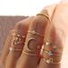 Hip-Hop Style Niche Inlaid Rhinestone Set Open Star Moon Heart Stacking Knuckle Ring_voghion.com