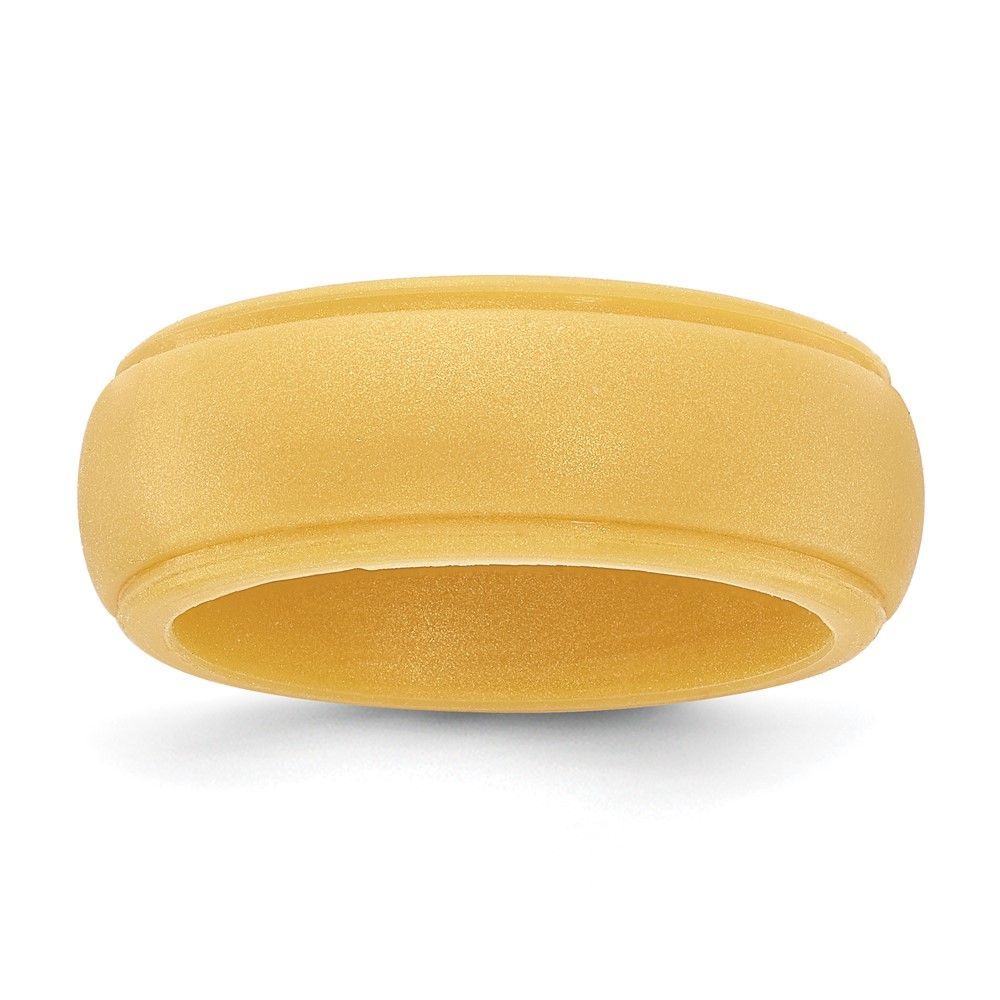 Silicone Gold Metallic 8mm Ridged Edge Band Size 11_voghion.com