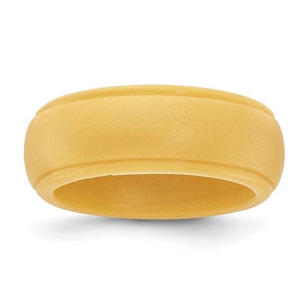 Silicone Gold Metallic 8mm Ridged Edge Band Size 11_voghion.com