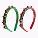 Lillian New Red Green Christmas Headband For Women, Thin Edge Velvet With Bells And Beads, Simple Festive Hair Accessory_voghion.com
