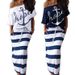 Women's Two-Piece Off-Shoulder Navy Anchor Print Skirt Set For Women_voghion.com