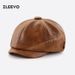 PU Leather Hat For Men, British Style, Spring And Autumn, Versatile Newsboy Octagonal Hat, Women's Duckbill Cap, Painter_voghion.com