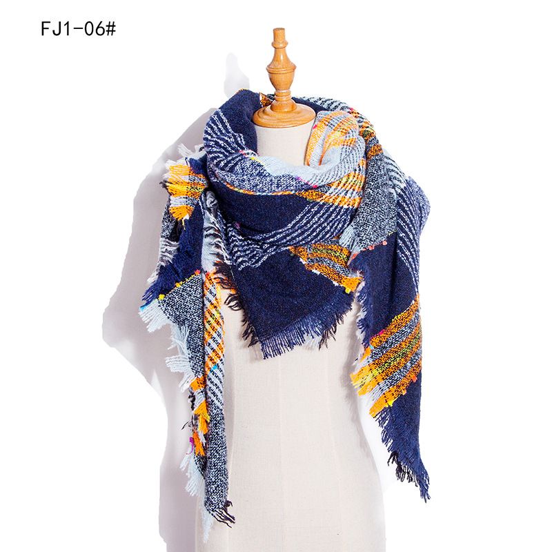 Women's Scarves new thickened bristle large plaid square scarf women's shawl_voghion.com
