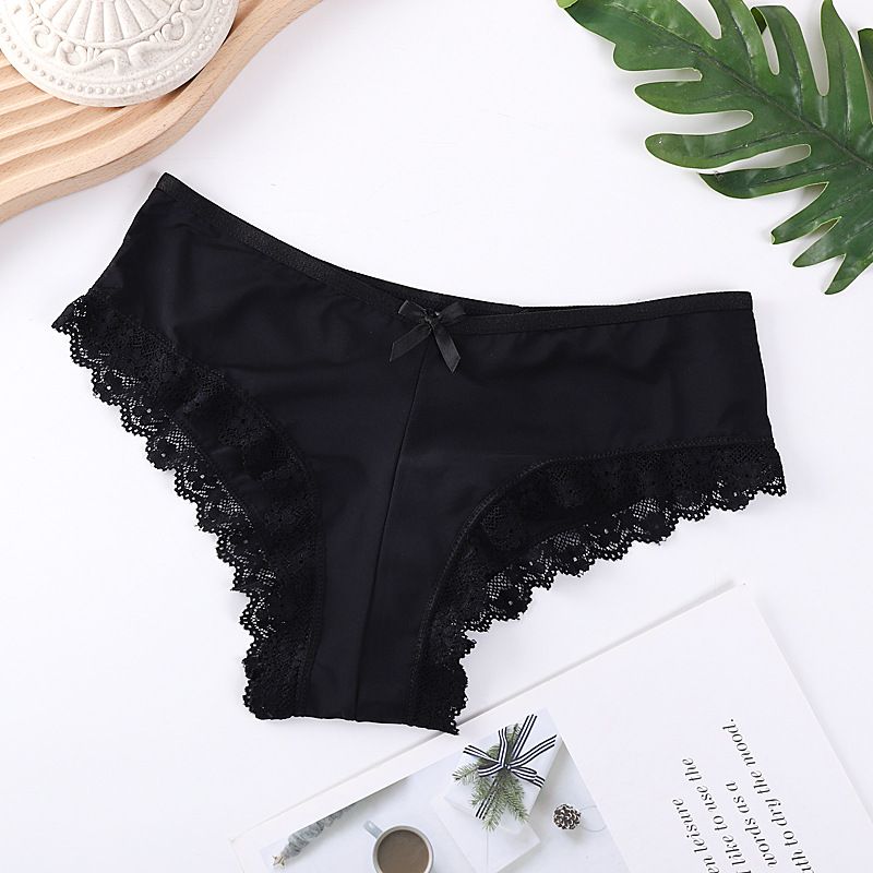 Slip morbidi in tessuto di seta ghiaccio a vita media intimo da donna Pizzo sexy di grandi dimensioni_voghion.com