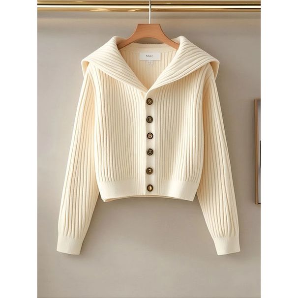 Wäisst Strick-Zweeteil-Set fir Dammen, laangärmlech Pullover an héichtailleg Hosen, mëllt a komfortabelt Outfit fir Casual Wear_voghion.com