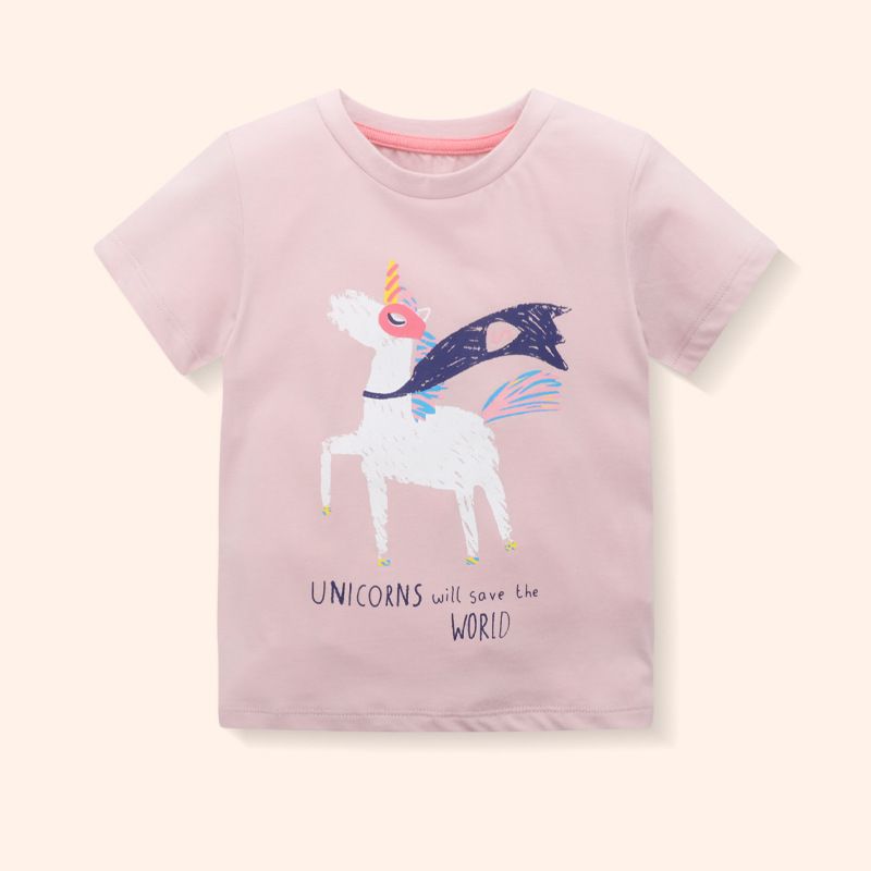 Vêtements pour enfants, t-shirts pour filles, nouveaux hauts d'été à manches courtes pour enfants, petites et moyennes tailles, vêtements pour bébés à manches mi-longues pour enfants_voghion.com