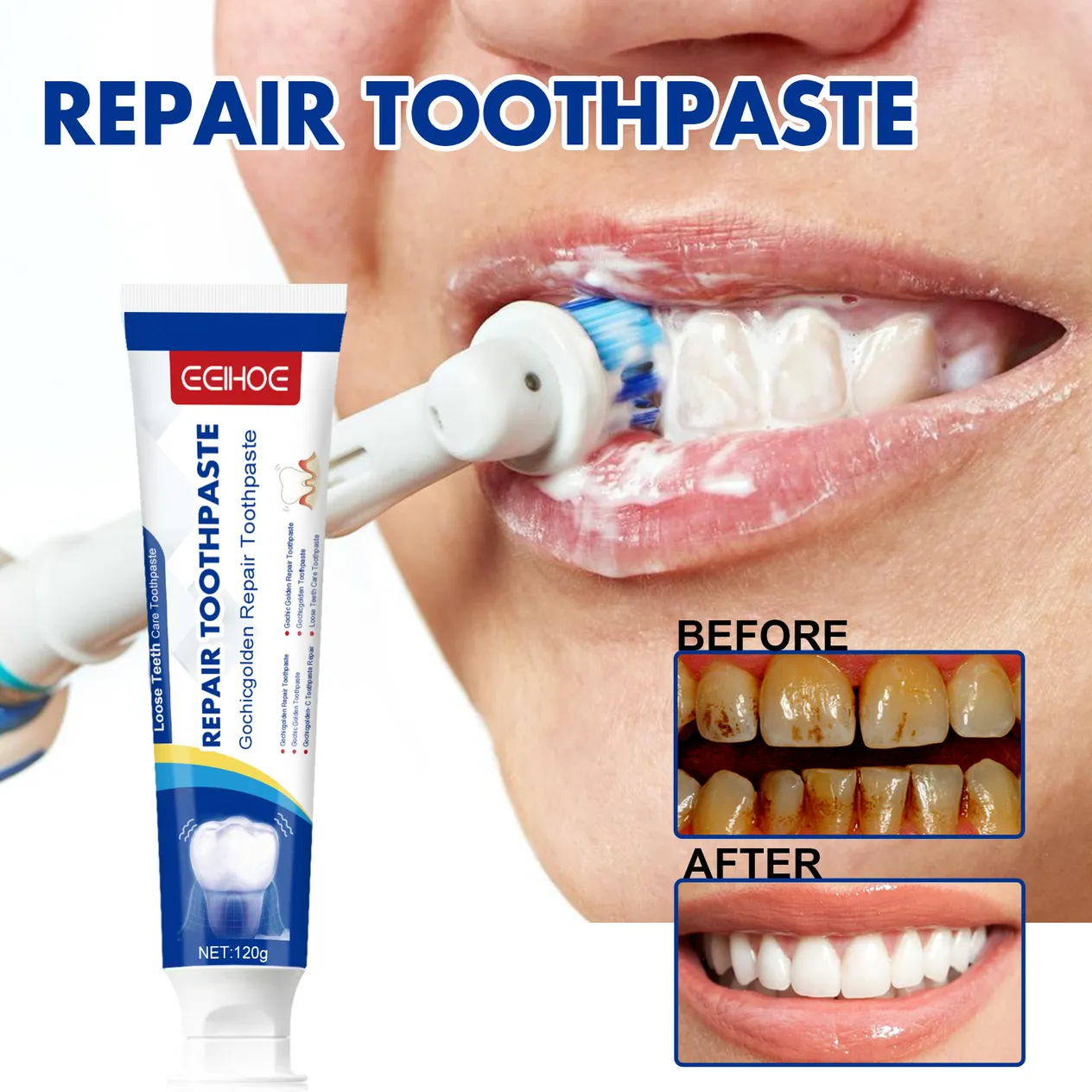 EELHOE dentifrice Oral frais blanchissant les dents nettoyage des dents taches tartre dents jaunes soins bucco-dentaires dentifrice dents solides_voghion.com