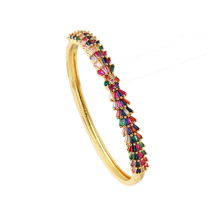 Nuovo di zecca, placcato in oro e rame, con zirconi colorati intarsiati, per donna, design leggero e lussuoso con un tocco di alta qualità, regolabile_voghion.com
