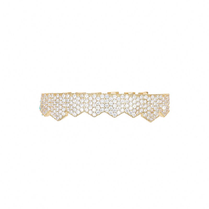 hot sale real gold plated micro inlaid zircon 8 gold braces hip hop hip hop braces_voghion.com