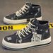 Mens Retro Canvas High Top Skateboard Shoes - Comfy Non-Slip Lace Up Sneakers with Breathable Upper Durable PVC Sole for_voghion.com