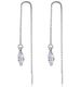 925 Sterling Silver Plated Waterdrop CZ Threader Dangle Drop Chain Earrings TH2_voghion.com