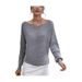 Lente- en herfstmode voor dames, sexy holle off-shoulder losse trui met lange mouwen_voghion.com