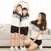 Mother & Kids factory distribution parent-child summer clothes 2024 new color matching printed T-shirt family of three_voghion.com