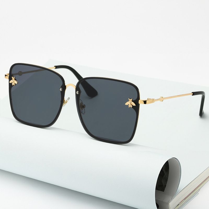 Vintage divat túlméretezett keret nélküli napszemüveg női híres luxusmárka design retro színátmenetes méh szögletes napszemüveg női_voghion.com