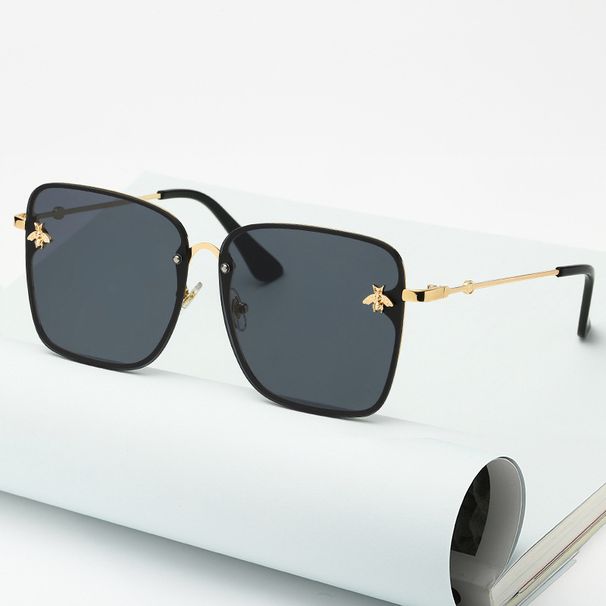 Vintage divat túlméretezett keret nélküli napszemüveg női híres luxusmárka design retro színátmenetes méh szögletes napszemüveg női_voghion.com